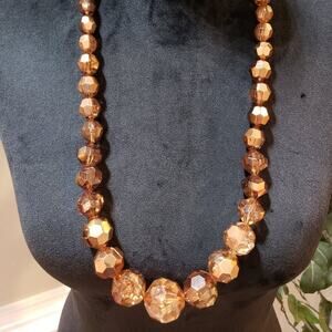 Mixit Womens Fashion Brown Crystel Beaded Long Rondelle Necklace Lobster Clasp